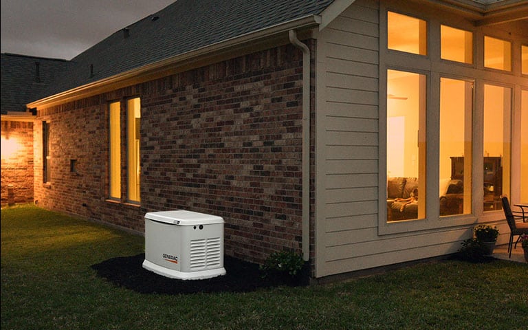 Professional installation of a whole-home Generac generator by B.P. Logue in Acton, MA, ensuring complete residential power backup